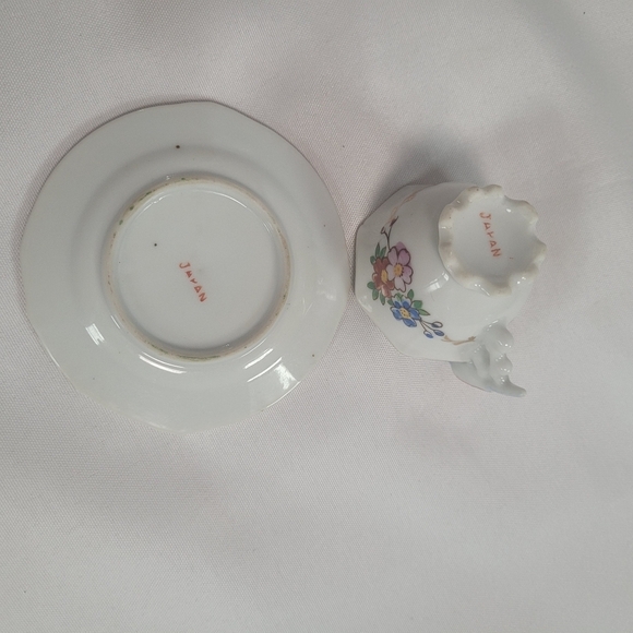 VTG Porcelain Mini Cup & Saucer Set Parrot Handle Hand Painted Japan - Picture 8 of 10